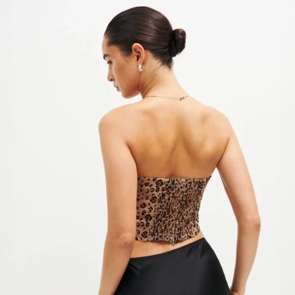 Reformation | 100% Linen Dillon Strapless Bandana Tube Top Minx Cheetah Print - Picture 3 of 7